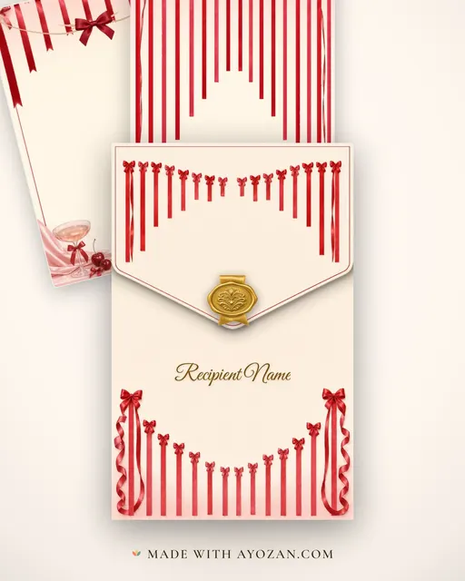 Coquette Bachelorette — Living Invitation — envelope, as the guest receives it