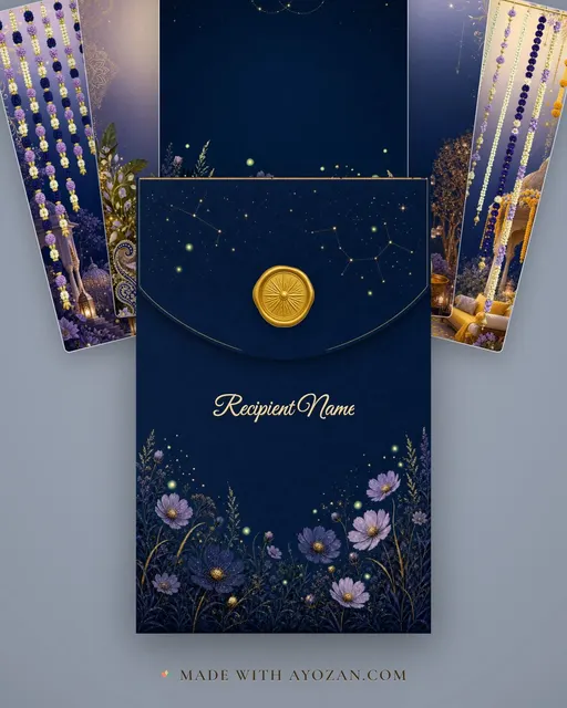 Celestial Night Garden — Living Invitation — envelope, as the guest receives it