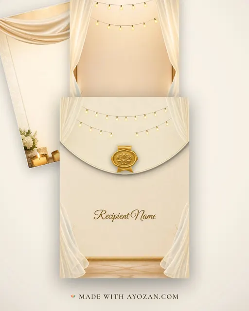 Champagne Gala Dinner — Living Invitation — envelope, as the guest receives it