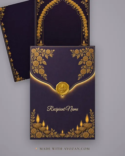 Deepam Noir Diwali Party — Living Invitation — envelope, as the guest receives it