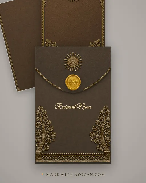 Dokra Brass Wedding — Living Invitation — envelope, as the guest receives it