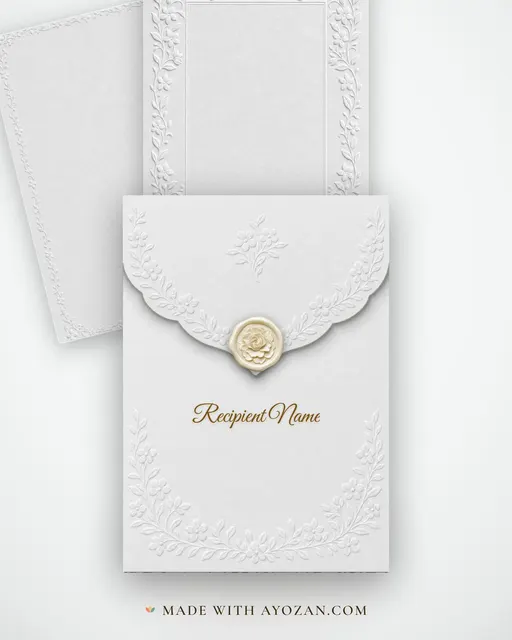 Embossed Vine Wedding — Living Invitation — envelope, as the guest receives it