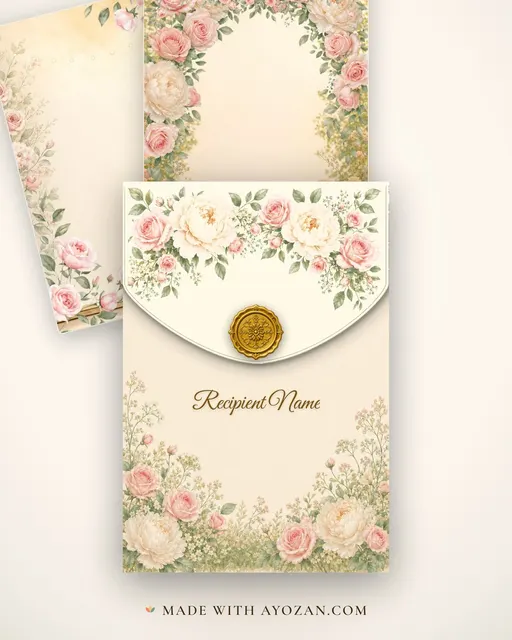 Garden Floral Arch — Living Invitation — envelope, as the guest receives it