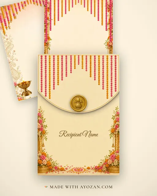 Ring Ceremony Mandap — Living Invitation — envelope, as the guest receives it
