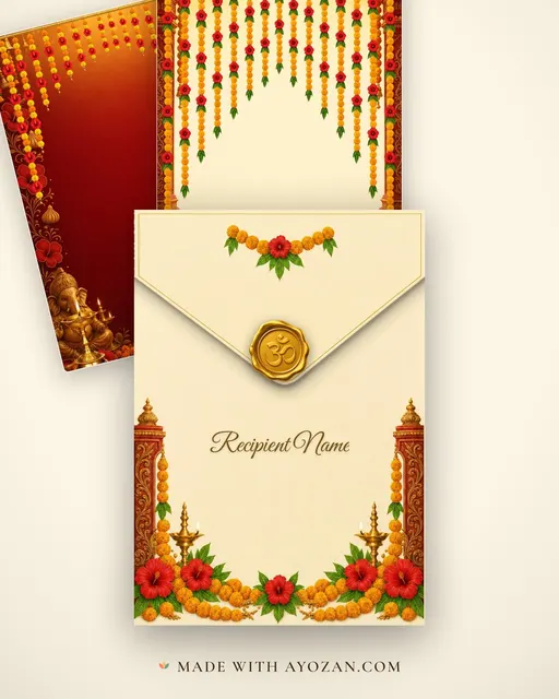 Pandal Utsav — Living Invitation — envelope, as the guest receives it