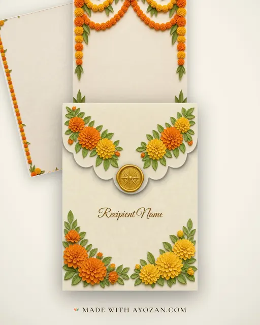 Genda Phool Diwali Party — Living Invitation — envelope, as the guest receives it
