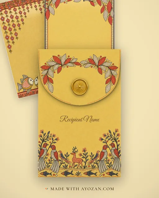 Gond Naamkaran — Living Invitation — envelope, as the guest receives it