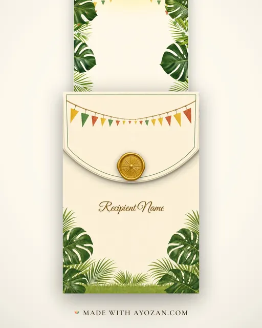 Jungle Fiesta — Living Greeting — envelope, as the guest receives it
