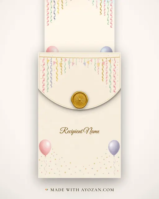 Pastel Confetti — Living Greeting — envelope, as the guest receives it