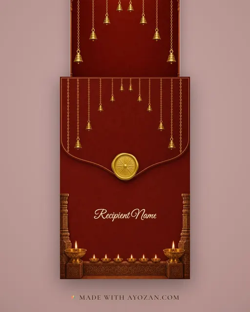 Aarti Sandhya — Living Greeting — envelope, as the guest receives it