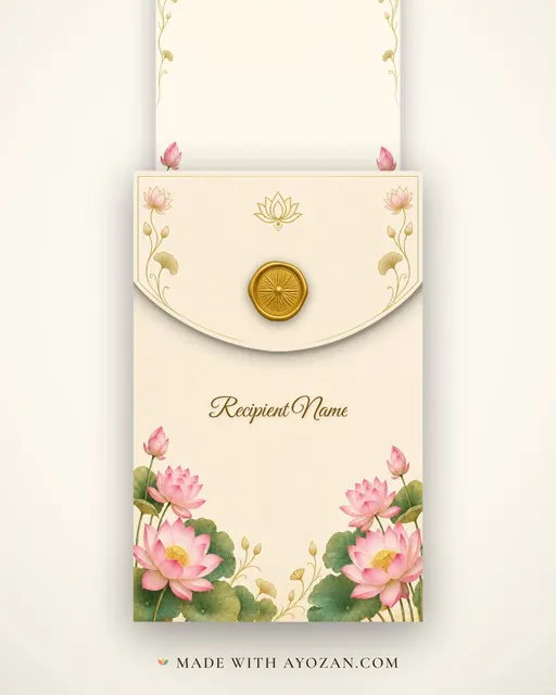 Lotus Sanctum — Living Greeting — envelope, as the guest receives it