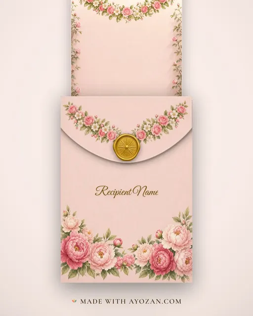 Gulabi Bagiya — Living Greeting — envelope, as the guest receives it