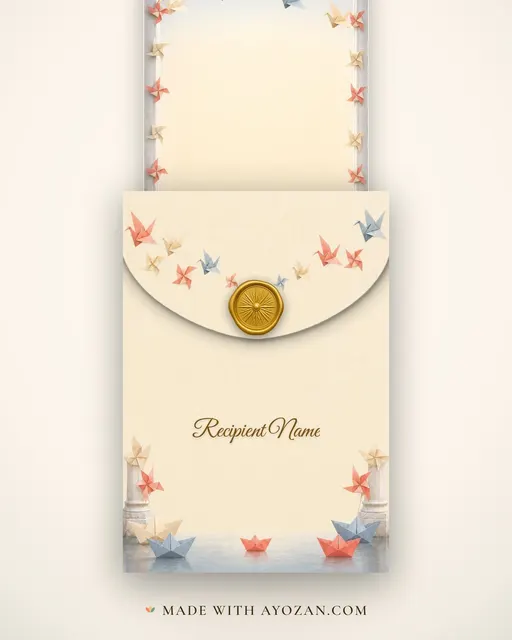 Kagaz ki Kashti — Living Greeting — envelope, as the guest receives it