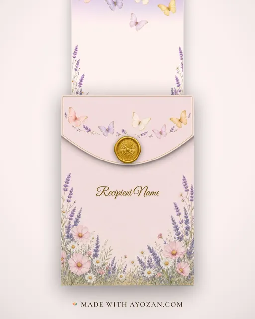 Titli Udaan — Living Greeting — envelope, as the guest receives it