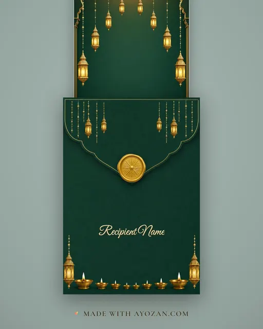 Emerald Jharokha — Living Greeting — envelope, as the guest receives it