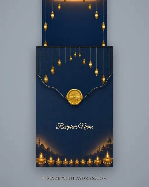 Midnight Kandil — Living Greeting — envelope, as the guest receives it