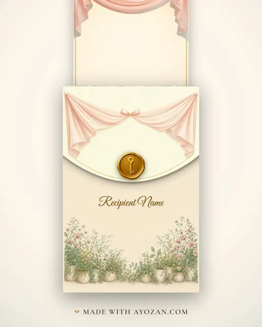 Welcome Home Key — Living Invitation — envelope, as the guest receives it