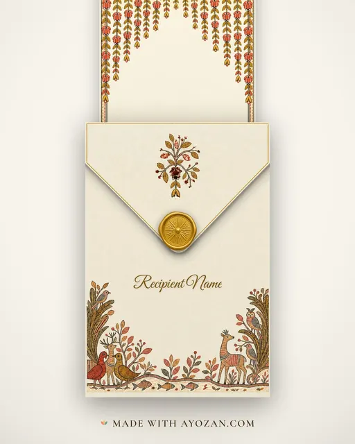 Gond Shubhkamna — Living Greeting — envelope, as the guest receives it