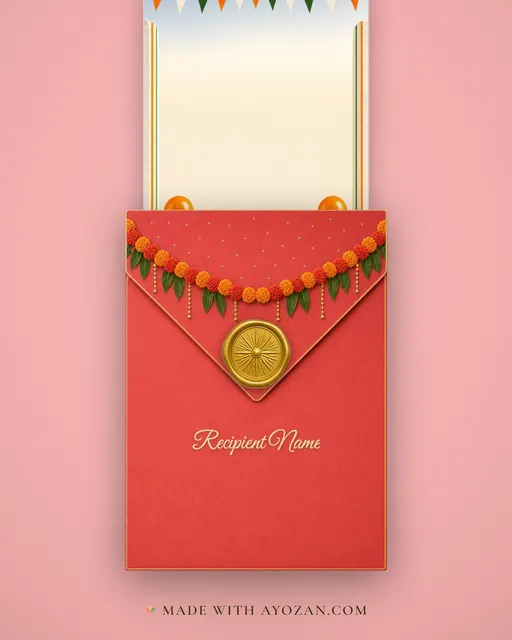 Amrit Bunting — Living Greeting — envelope, as the guest receives it