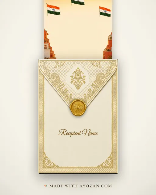 Har Ghar Tiranga — Living Greeting — envelope, as the guest receives it