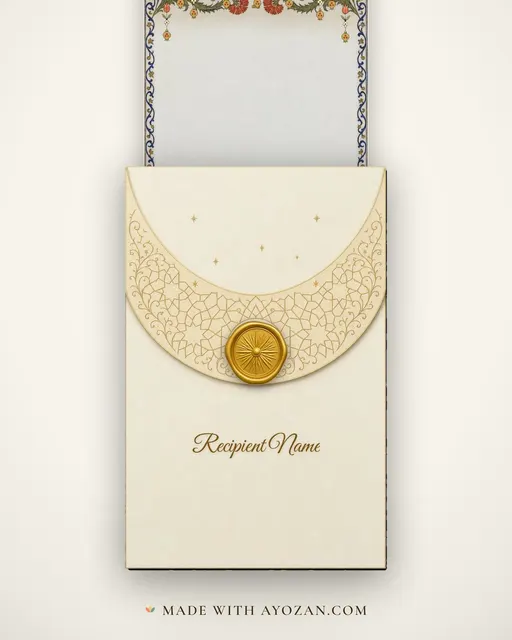 Iznik Eid Mubarak — Living Greeting — envelope, as the guest receives it