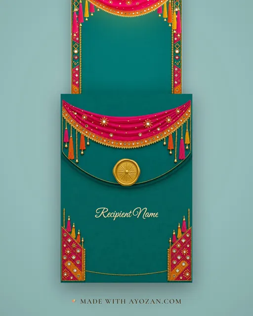 Chaniya Swirl — Living Greeting — envelope, as the guest receives it