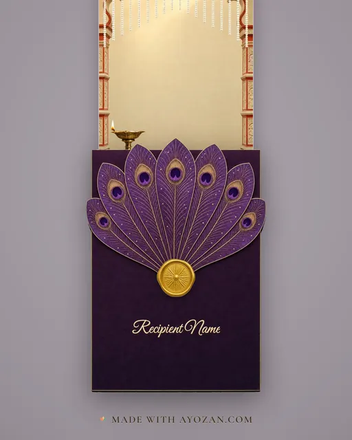Rajbari Pujo — Living Greeting — envelope, as the guest receives it