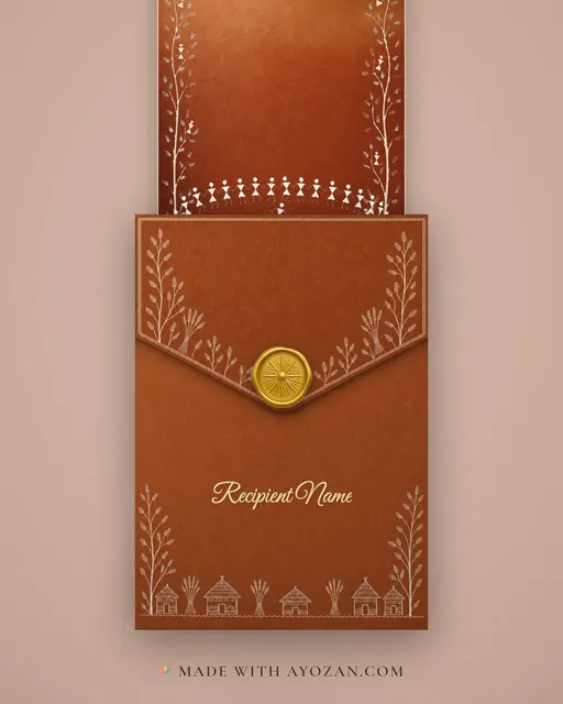 Warli Utsav — Living Greeting — envelope, as the guest receives it