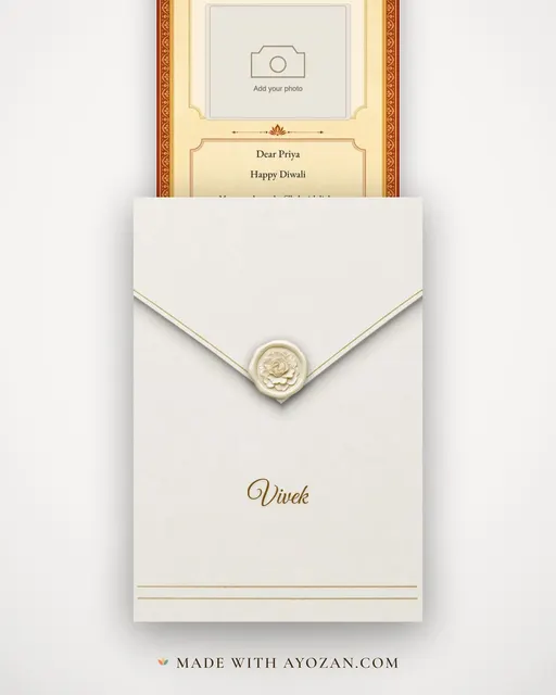 Diwali, From Our Home — envelope, as the guest receives it