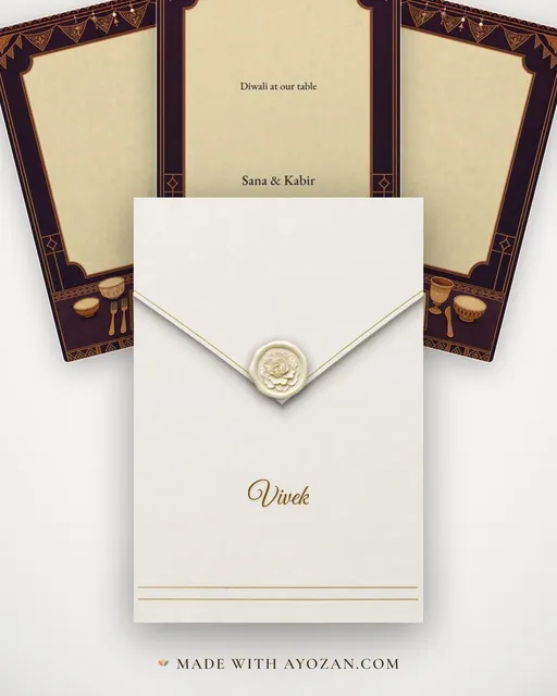 Diwali at Our Table — envelope, as the guest receives it