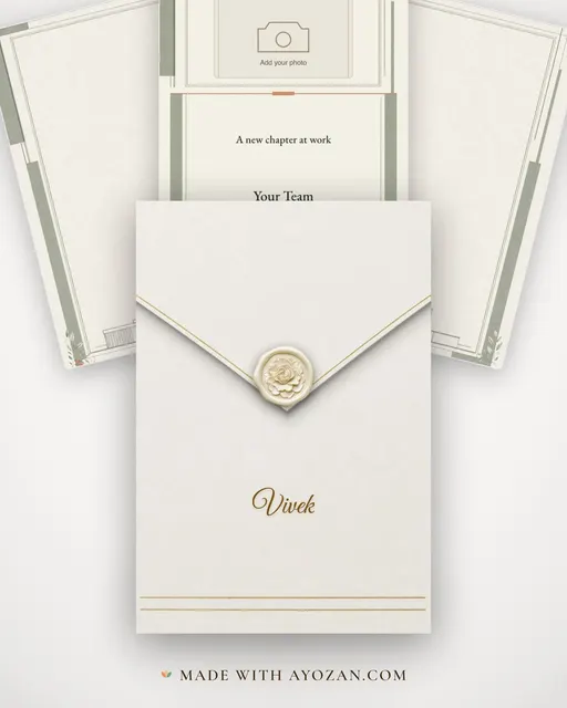 A New Chapter at Work — envelope, as the guest receives it