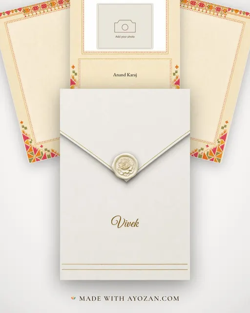 Phulkari Morning — envelope, as the guest receives it