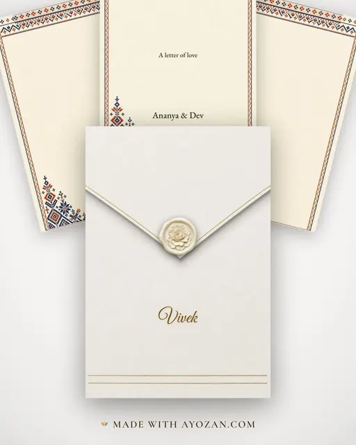 Kasuti Letter — envelope, as the guest receives it