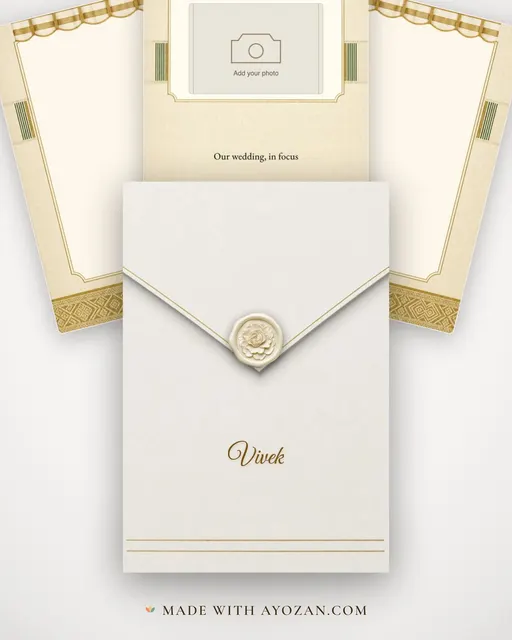 Kasavu Portrait — envelope, as the guest receives it