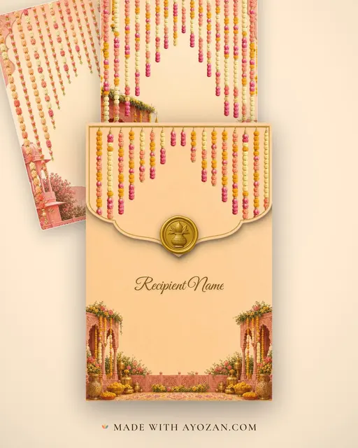 Jharokha Haldi — Living Invitation — envelope, as the guest receives it