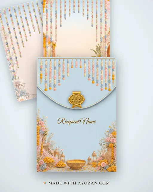 Pastel Haldi — Living Invitation — envelope, as the guest receives it