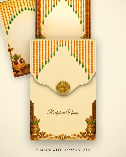 Griha Pravesh Toran — Living Invitation — envelope, as the guest receives it