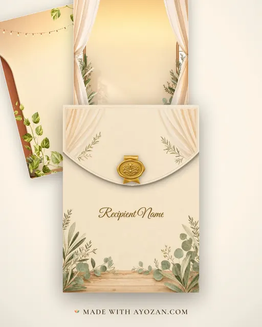 Modern Haven — Living Invitation — envelope, as the guest receives it