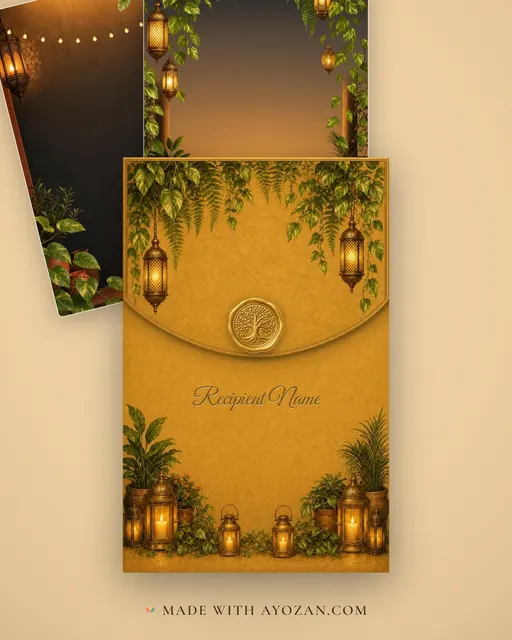 Veranda Lanterns — Living Invitation — envelope, as the guest receives it