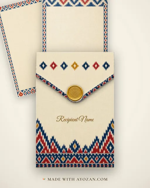 Pochampally Ikat Telugu Wedding — Living Invitation — envelope, as the guest receives it