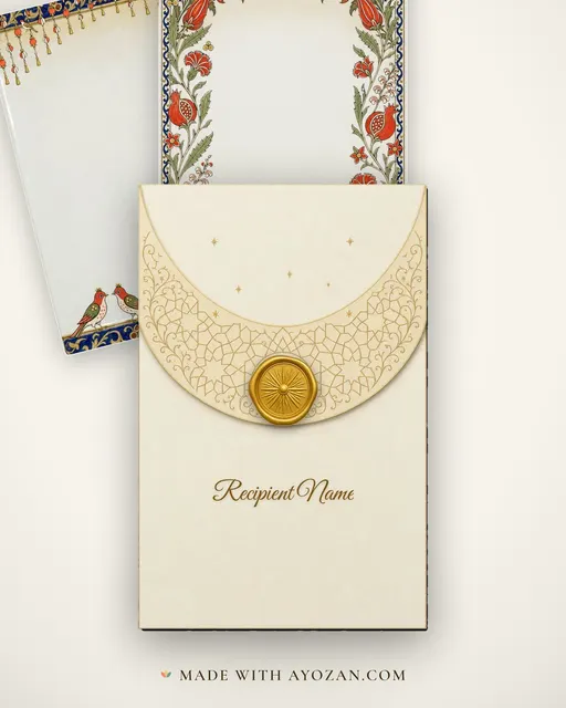 Iznik Nar — Living Invitation — envelope, as the guest receives it