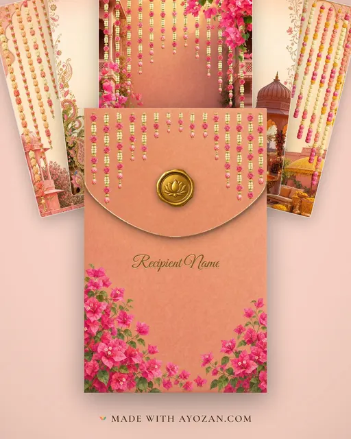 Jaipur Jharokha Morning — Living Invitation — envelope, as the guest receives it