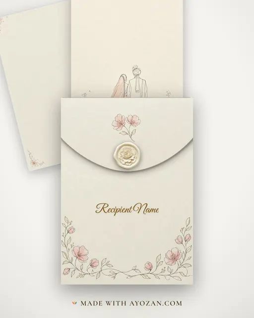 Jodi Sketch Wedding — Living Invitation — envelope, as the guest receives it