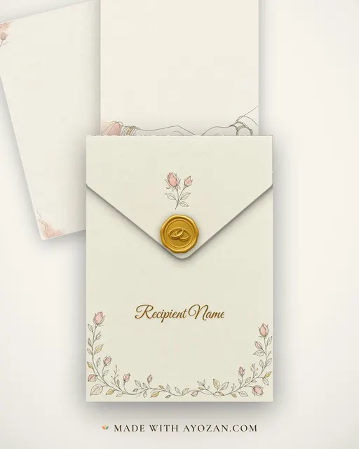 Hands Sketch Anniversary — Living Invitation — envelope, as the guest receives it