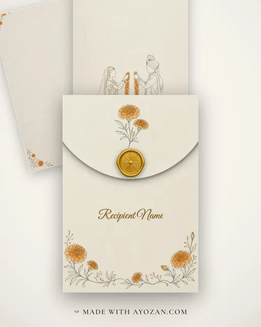 Jodi Sketch Varmala Wedding — Living Invitation — envelope, as the guest receives it