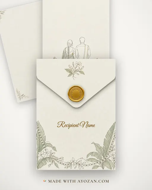 Jodi Sketch South Indian Wedding — Living Invitation — envelope, as the guest receives it