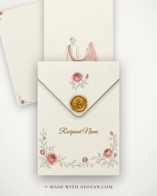 Jodi Sketch Phere Wedding — Living Invitation — envelope, as the guest receives it