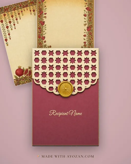 Kalamkari Anar — Living Invitation — envelope, as the guest receives it