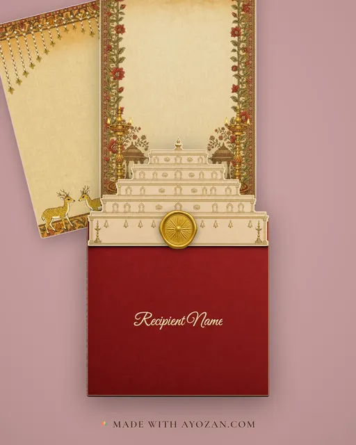 Kalamkari Mandapam — Living Invitation — envelope, as the guest receives it