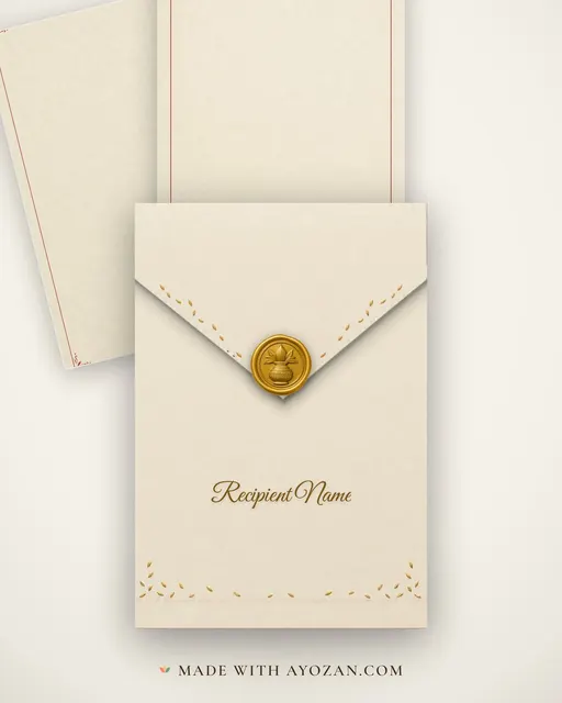 Kanku Line Gujarati Wedding — Living Invitation — envelope, as the guest receives it